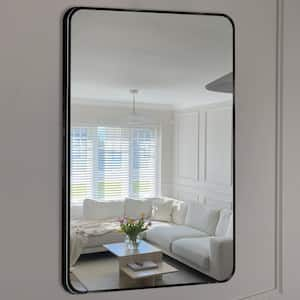 22 in. W x 30. 2 in. H Rectangular Aluminum Frame Square Black Wall Mirror