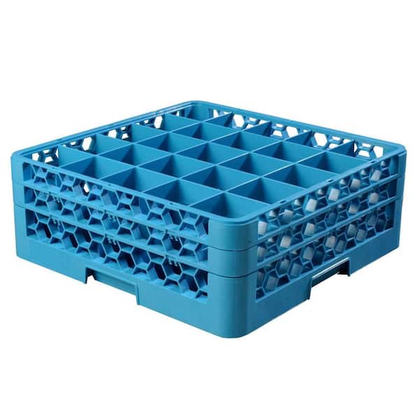 Pack of 2 Carlisle RG9-5C413 OptiClean 9 Compartment Glass Rack with 5 Extenders Polypropylene Green-Carlisle Blue 11.9 