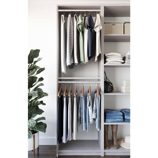SimplyNeu SNT1-CG 14 in. W D x 25.375 in. W x 84 in. H Seashore Grey Double Hanging Tower Wood Closet System - 2