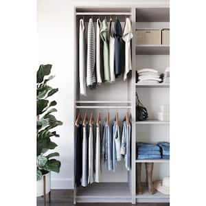 14 in. W D x 25.375 in. W x 84 in. H Seashore Grey Double Hanging Tower Wood Closet System