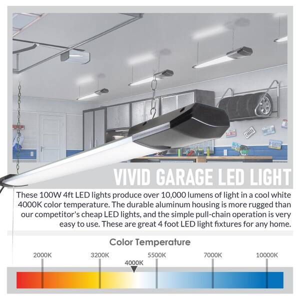 100W LED Garage Lights,10000 Lumens Super Bright Garage Ceiling Lights with N7X2