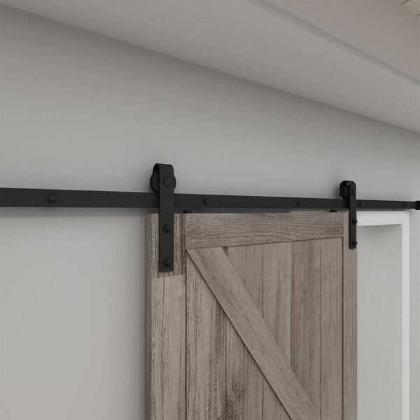 37 in. x 84 in. Artisan Grey Vinyl Finish Sliding Barn Door with Black Hardware Kit 37 in. x 84 in. Artisan Grey Vinyl Finish Sliding Barn Door with Black Hardware Kit