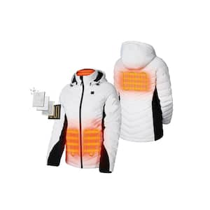 Women's Small White 7.38-Volt Lithium-Ion Heated Down Jacket with 90% Down Insulation and 1 Upgraded Battery Pack