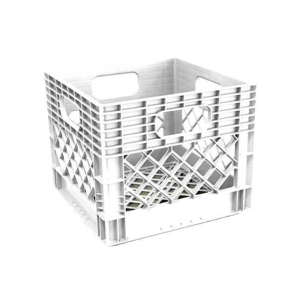 GSC Technologies 11 in. x 13 in. x 13 in. Plastic Storage Milk Crate in White