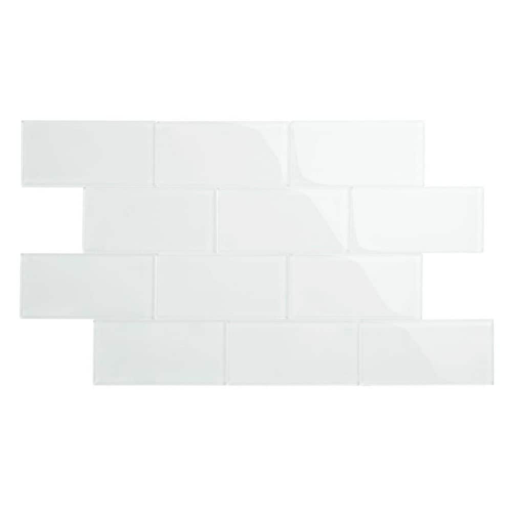 Bright White 3 in. x 6 in. x 8 mm Glass Subway Tile (5 sq. ft./case) price history on PriceWatchPro