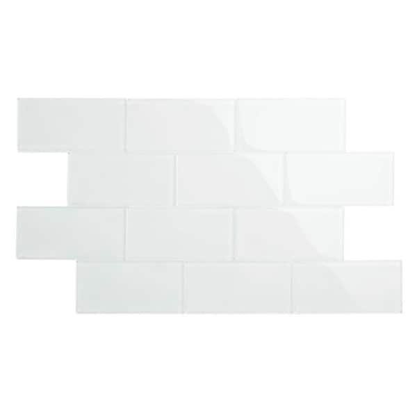 Bright White 3 in. x 6 in. x 8 mm Glass Subway Tile (5 sq. ft./case)