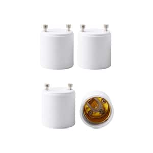 Outlet Light Socket Converts GU24 Bi-Pin Based Fixture to E26 E27 Standard Screw-in Socket Adapter in White (4-Piece)