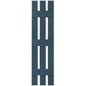 12 in. x 57 in. Lifetime Vinyl TailorMade Three Board Spaced Board and Batten Shutters Pair Classic Blue