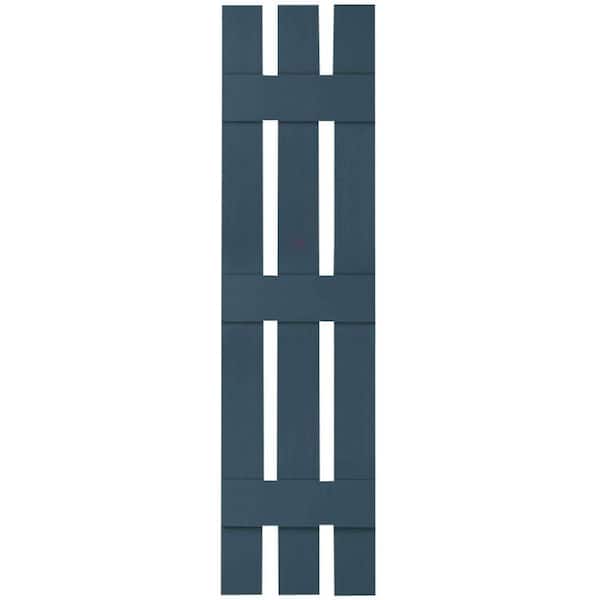 Ekena Millwork 12 in. x 72 in. Lifetime Vinyl Custom Three Board Spaced Board and Batten Shutters Pair Classic Blue