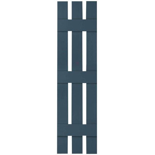 Ekena Millwork 12 in. x 77 in. Lifetime Vinyl Custom Three Board Spaced Board and Batten Shutters Pair Classic Blue