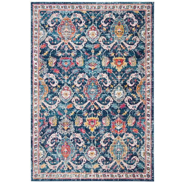 SAFAVIEH Evoke Navy/Fuchsia 4 ft. x 6 ft. Border Area Rug