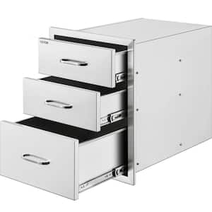 18 in. D x 23 in. H x 23 in. W Outdoor Kitchen Stainless Steel Triple BBQ Access Drawers with Chrome Handle