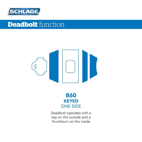 Schlage Lock B60CS V 626 Satin Chrome Single Cylinder Dead Bolt FREE SHIPPING!!