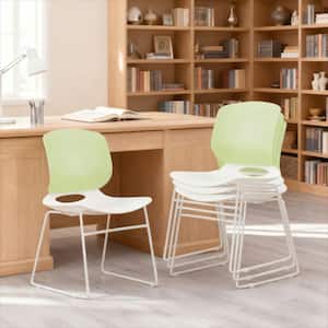 Green Polypropylene Plastic Stacking Dining Chair Set of 4 With Solid Steel Frame Support