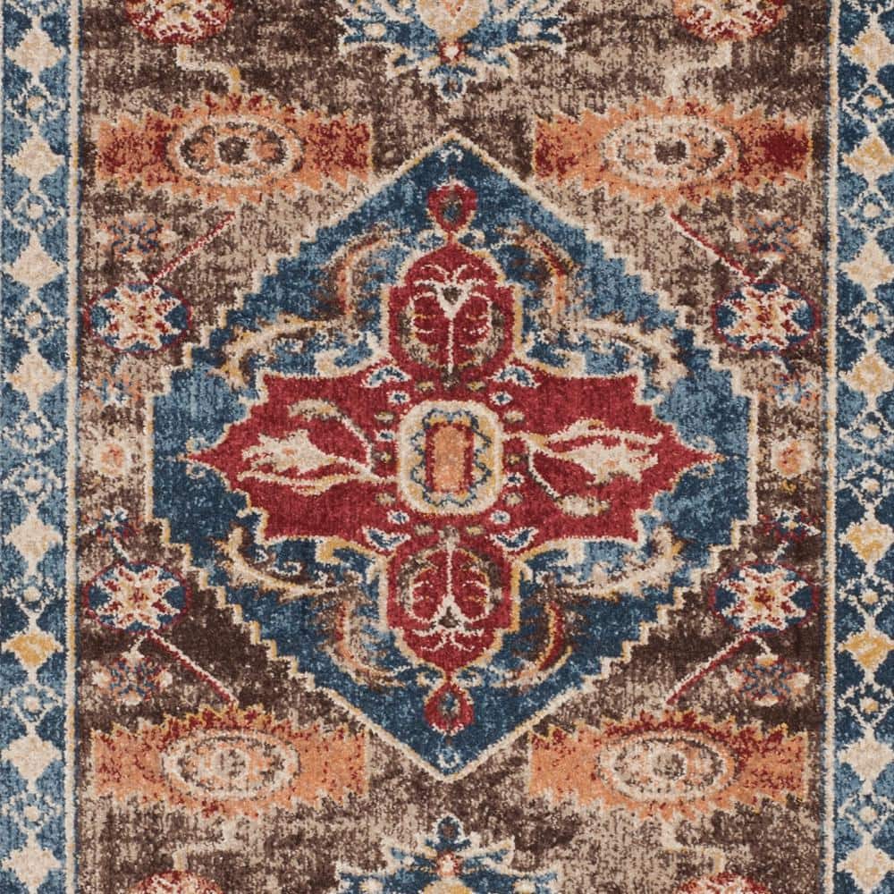 Bijar 4' x 6' Blue and Brown Wool Area Rug