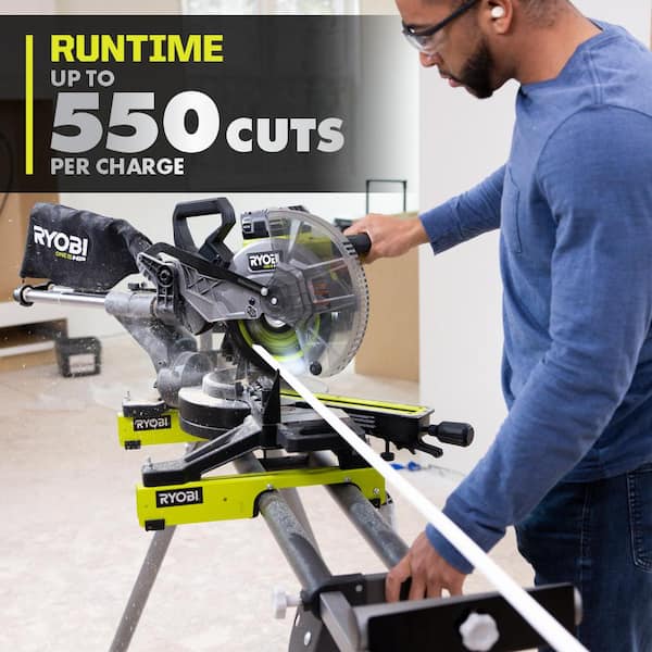 RYOBI ONE HP 18V Brushless Cordless 10 Sliding Compound Miter Saw Kit With  Ah HIGH PERFORMANCE Battery And Charger PBLMS01K The Home Depot 