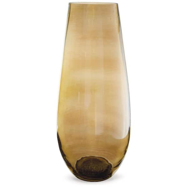 Signature DESIGN BY ASHLEY Rhettman 18 in. Brown Glass Cylinder Decorative Vase