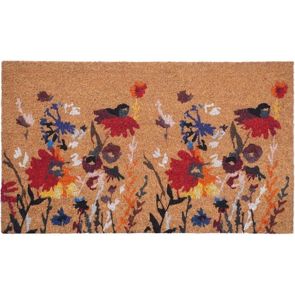 HomeRoots Multi-Colored 36 in. x 24 in. Coir Non-Slip Indoor/Outdoor Door Mat