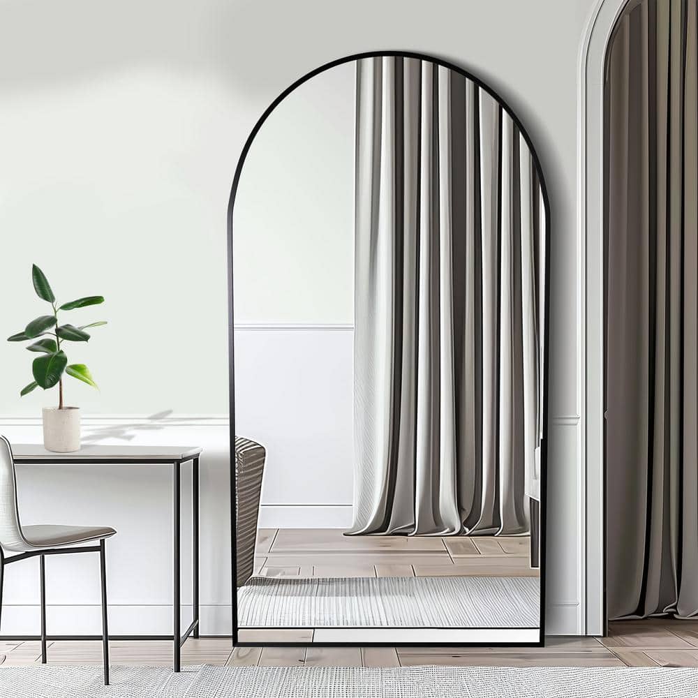 38 in. W. x 71 in. H Full Length Arched Free Standing Body Mirror, Metal Fr
