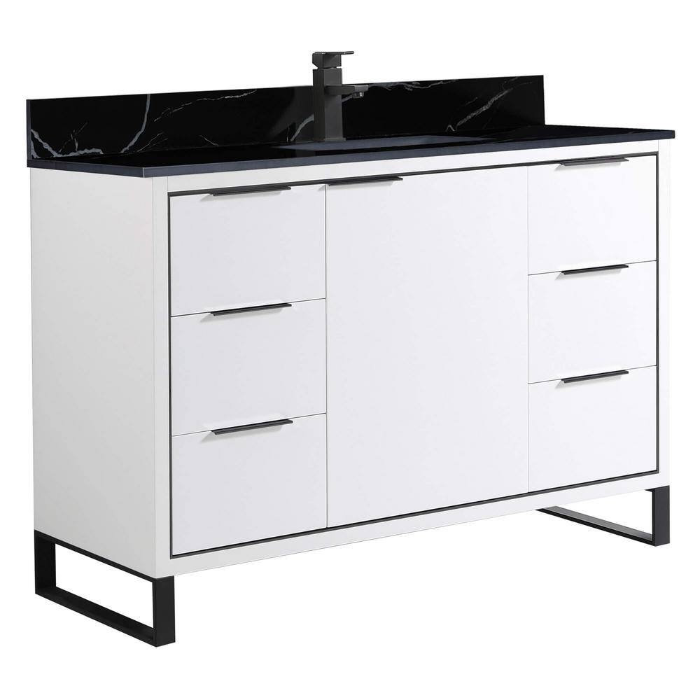 Opulence 48 in. W x 18 in. D x 33.5 in. H Single Sink Bath Vanity in White Matte with Black Marble Top price history on PriceWatchPro