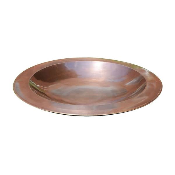 ACHLA DESIGNS 24 in. Dia Antique Copper Plated Large Brass Classic Birdbath with Shallow Rimmed Bowl