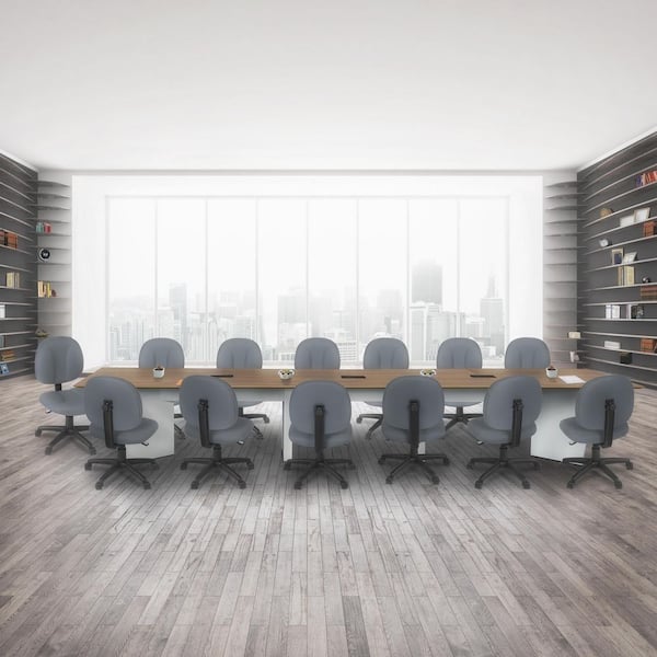 Array 192 in. Noble Oak Conference Table with Power Data Grommet Desk-White