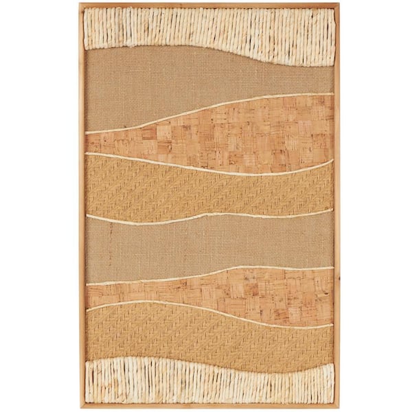 Litton Lane Wood Brown Handmade Dimensional Wavy Mixed Media Abstract Wall Art Decor with Various Textures and Patterns