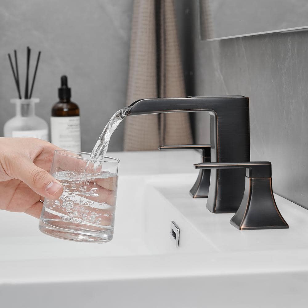 Oil Rubbed Bronze Widespread Bathroom Faucet with Lever Handles