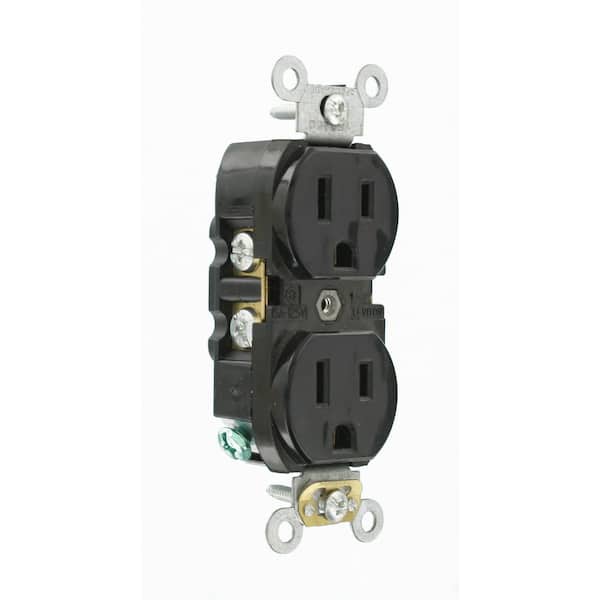 Leviton 15 Amp 125 V Industrial Grade Duplex Outlet/Receptacle, Black (1-Pack) 5262-SE