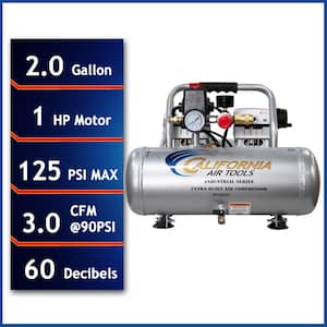 Industrial 2-Gal. 1 HP Ultra Quiet Oil-Free and Lightweight Electric Air Compressor