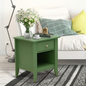 Clover Green Finish 1-Drawer Rectangle Nightstand 18 in. x 21 in.