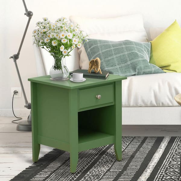 HOME IMPORTS EMPORIUM Clover Green Finish 1-Drawer Rectangle Nightstand 18 in. x 21 in.