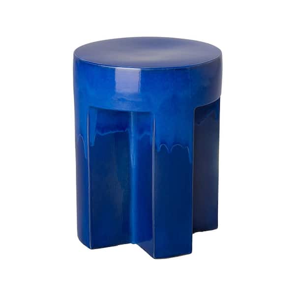Emissary TX 18 in. H Blue Round Ceramic Garden Stool