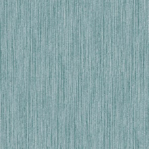 Special FX Metallic Vertical Textile Textured Wallpaper in Green and Blue