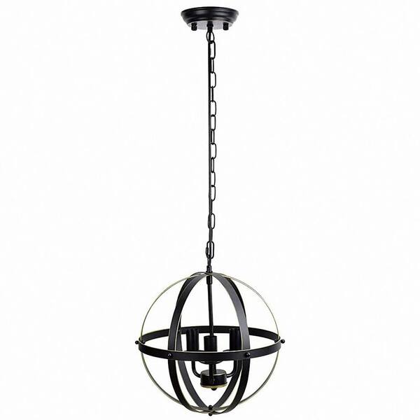 Light Black Globe Candle Chandelier, Black Sphere Light Fixture