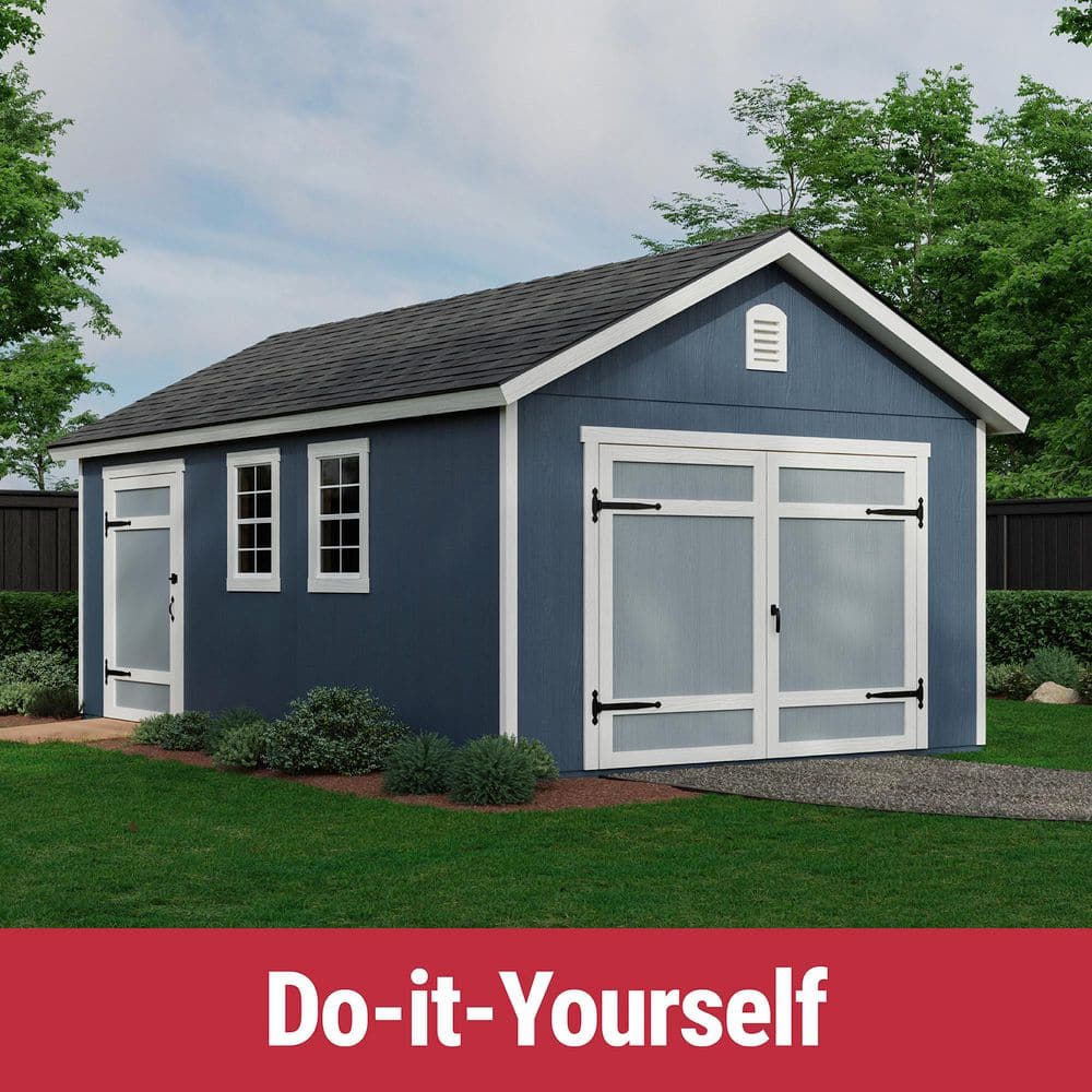 Cedarhill 12' x 20' Blue and White Wood Storage Shed Kit