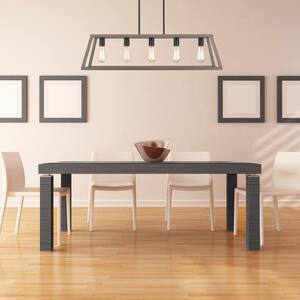 Agnes II 5-Light Painted Wood Finish and Matt Black Socket LED Pendant