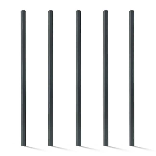 Fencer Wire 2 in. x 2 in. x 6 ft. Steel Flat Top Blank Metal Fence Post with Post Cap (5-Pack)