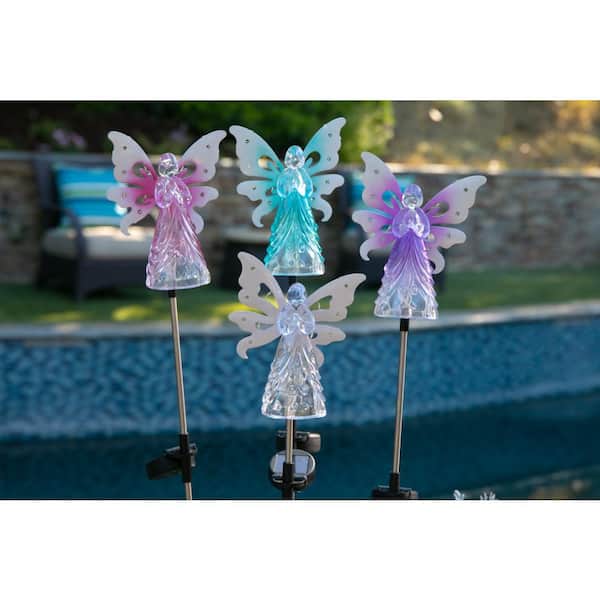 Exhart Solar Angel with 13 LEDs 3.27 ft. Purple Plastic