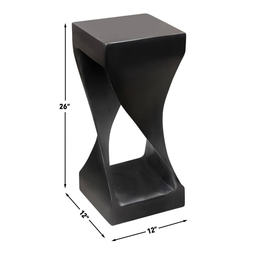 Solana Black Acacia Wood Carved Side Table
