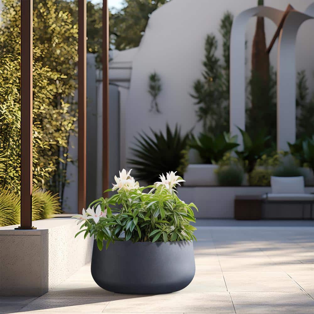 Sapcrete Lightweight 19in. x 10in. Granite Gray Extra Large Tall Round