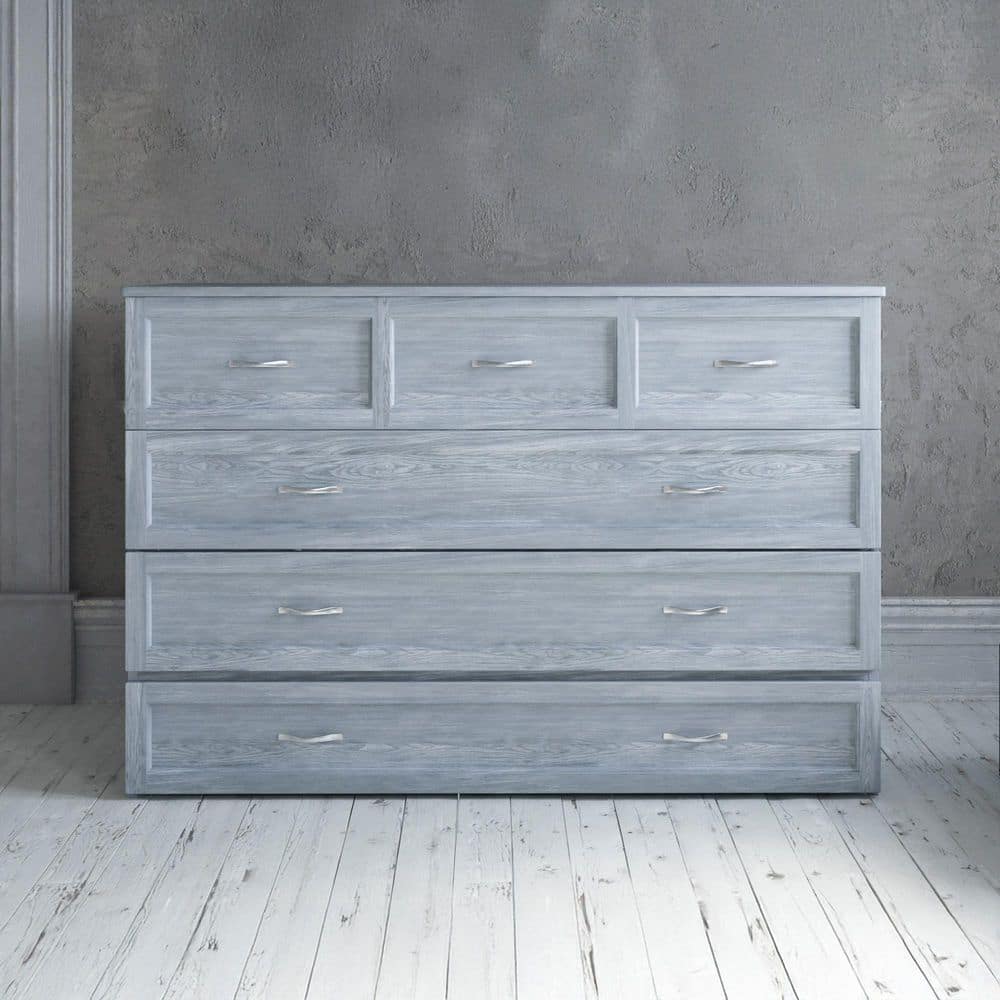 Driftwood Queen Murphy Bed Chest with Storage Drawer