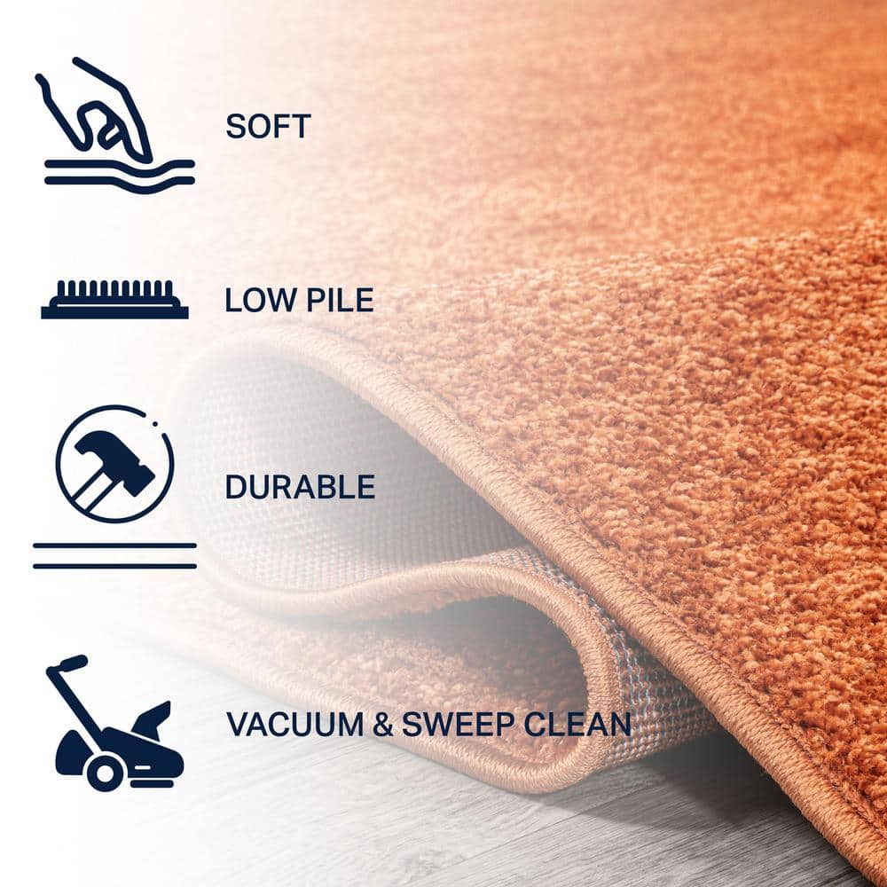 Haze Solid Orange 5'3" Square Synthetic Area Rug