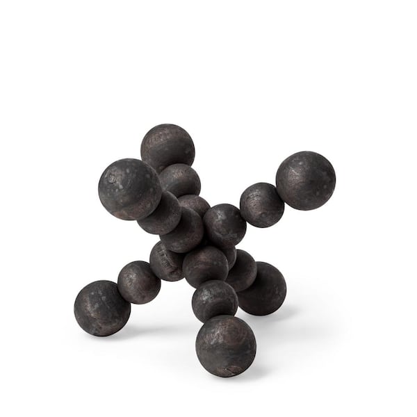 Mercana Carollan I (Small) 7L x 7W Black Geometric Wood Ball Jack