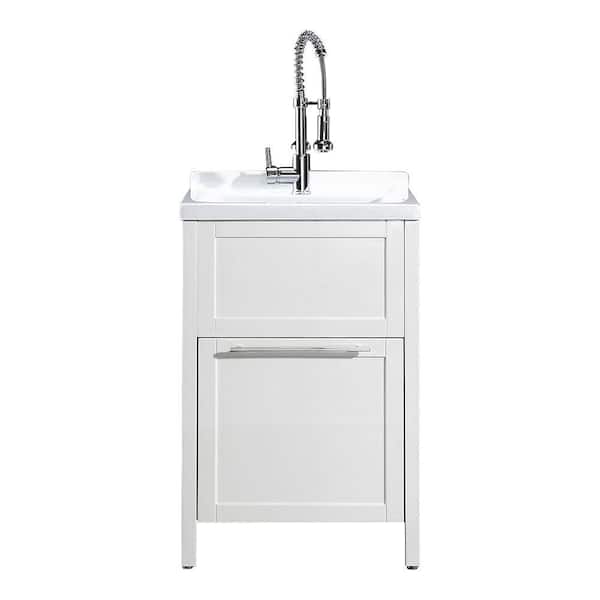 Home Decorators Collection Eleni All-In-One Kit 24 in. x 22 in. x 37.8 in. Acrylic Utility Sink with Cabinet in White