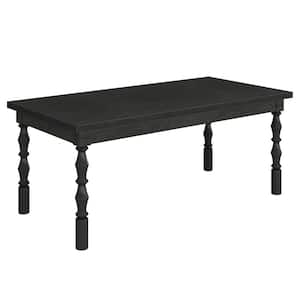 Alan Farmhouse Black Wood 62 in. 4 Legs Rectangular Dining Table Dinner Kitchen Table Seats 4 to 6