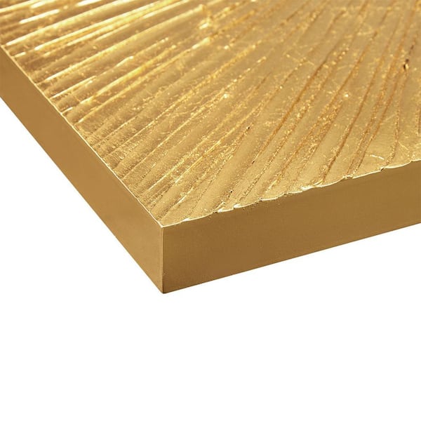 Contemporary Sunburst Unframed Gold Hand Painted Dimensional Resin