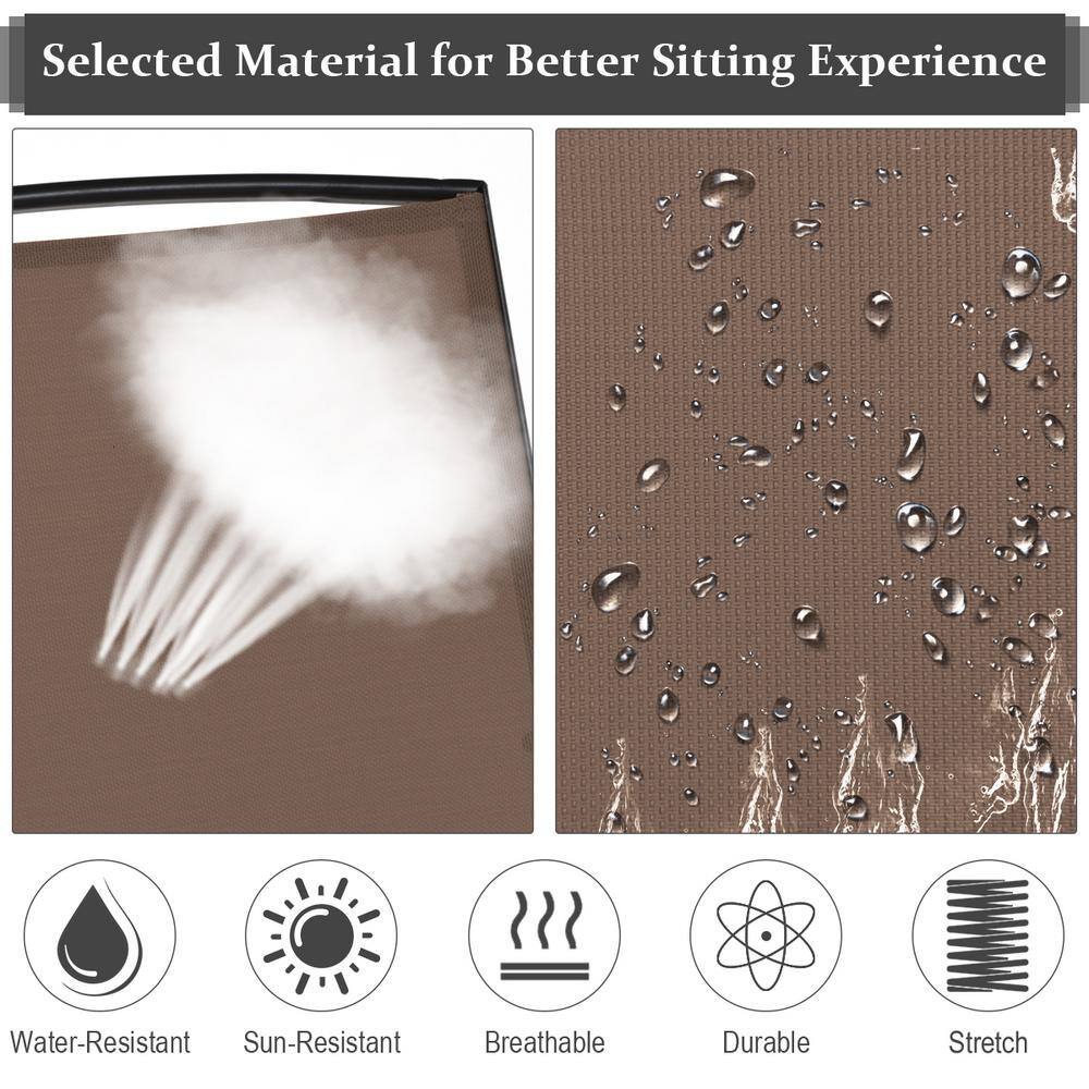 Ergonomic Steel and Glass Outdoor Double Glider Loveseat in Brown