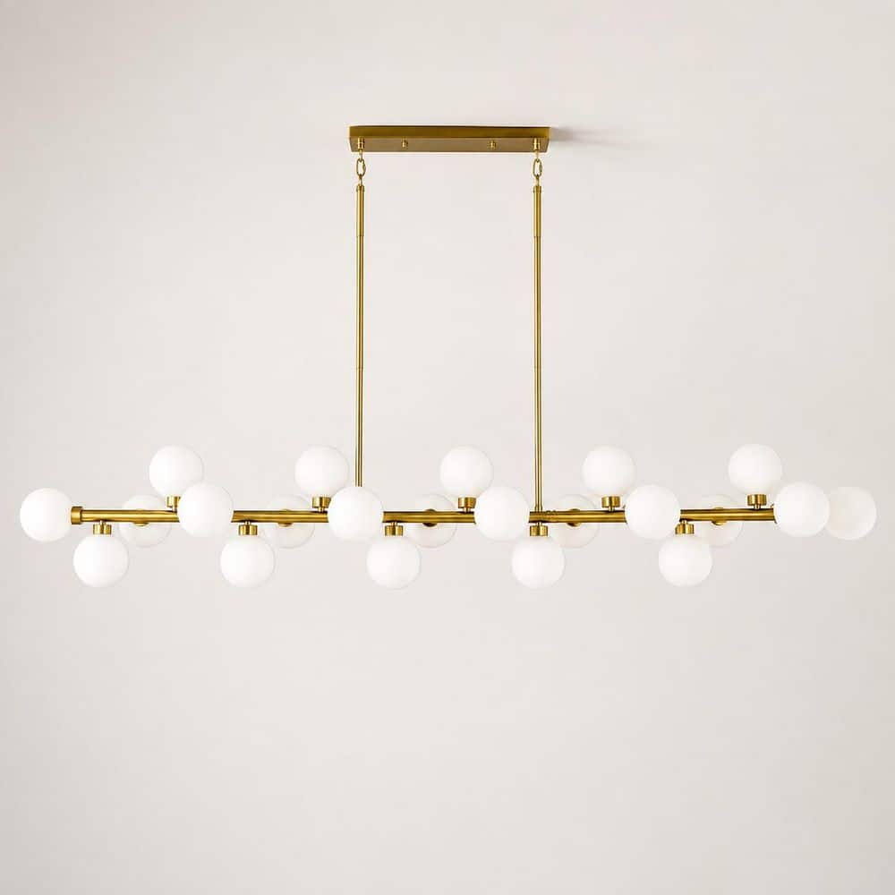 75.6 in 22-Light Gold Finish Globe Sputnik Chandelier with White Opal Glass Shade,Mid Century Kitchen Light (No Bulbs) price history on PriceWatchPro