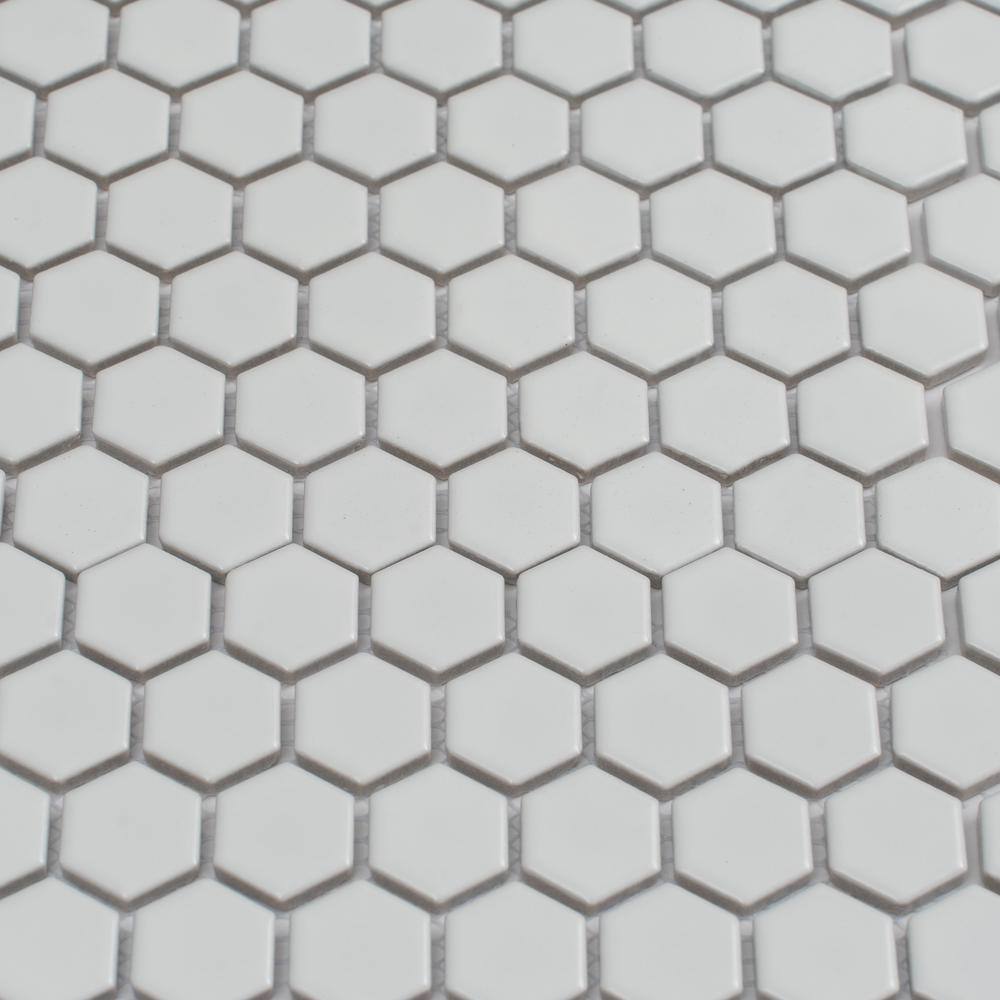 Apollo 16" Matte Black Porcelain Hexagon Mosaic Tile